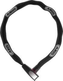 Abus 8807k security chain lock, 110cm length, heavy-duty chain with lock for bike or property security in black and silver.