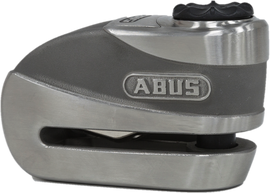 Abus Granit 8008 3D Alarm Disc Lock in stainless steel, featuring a robust security design for bicycles and motorcycles.