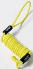 Load image into Gallery viewer, Yellow ABUS disc lock reminder cable with key, designed for bike security, showing the bright yellow cable and lock mechanism.