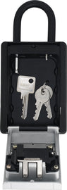 Silver ABUS Keygarage 797 lock with key storage design, featuring a sturdy metal body and secure locking mechanism.