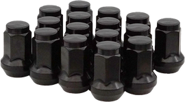 10mmx1.25 Tapered Lug Nuts Black 60  14mm Head 16/Pk