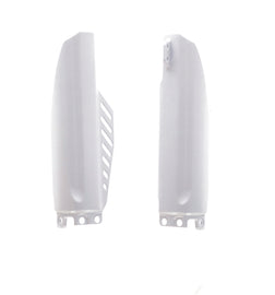 Acerbis lower fork cover set in white for HON motorcycle, includes protective body covers with brand and product details visible.