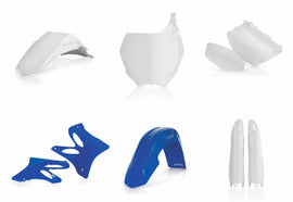 Acerbis blue plastic body kit for motorcycle, includes various panels and parts with the Acerbis logo and design.