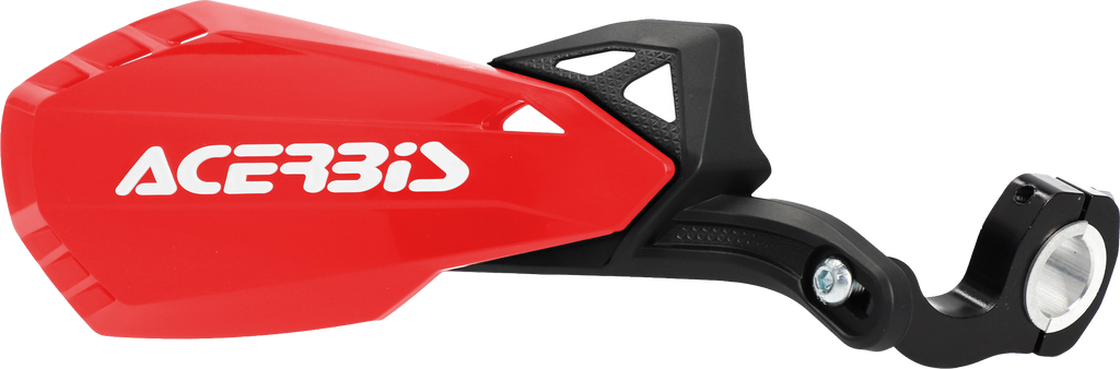 Red ACERBIS MX Mini Wrap handguards designed for motocross bikes, providing protection for the hands during riding.