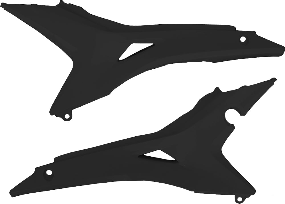 Acerbis black airbox cover for motorcycles, featuring a durable plastic design with vent openings and brand logo.
