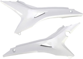 Acerbis white airbox cover for motorcycle, showing the clean, durable plastic design with branding details.