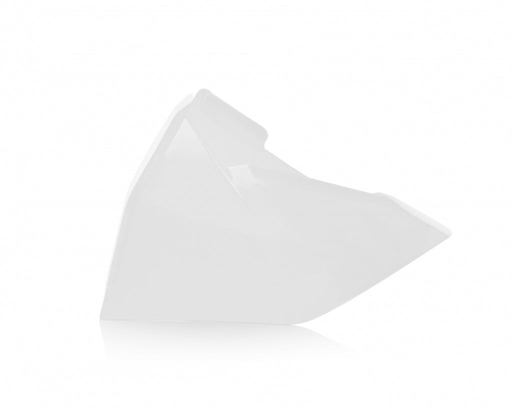Acerbis white airbox cover for motorcycle, featuring a sleek design and durable plastic construction with part number 26859-80002.