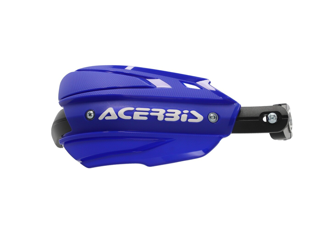Acerbis Endurance-X handguard in blue and white for motorcycle handlebars, designed for protection and durability.