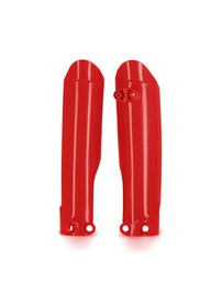 Acerbis gas KTM red fork covers for motorcycle forks, featuring durable black and red design with branding details.