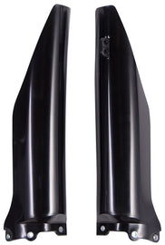 Black Acerbis fork guard for motocross bikes, model 21150-00001, with durable protective design and branding details visible.