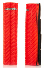Red Acerbis Fork Guard for motorcycles, model 26340-50004, designed to protect motorcycle forks from debris and damage.