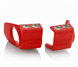 Acerbis Fork Shoe Pro in red for CRF250/450 and KXF250/450 motorcycles, designed to protect and improve fork performance.