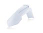 Acerbis white front fender for motorcycle, featuring a sleek design and durable plastic construction.