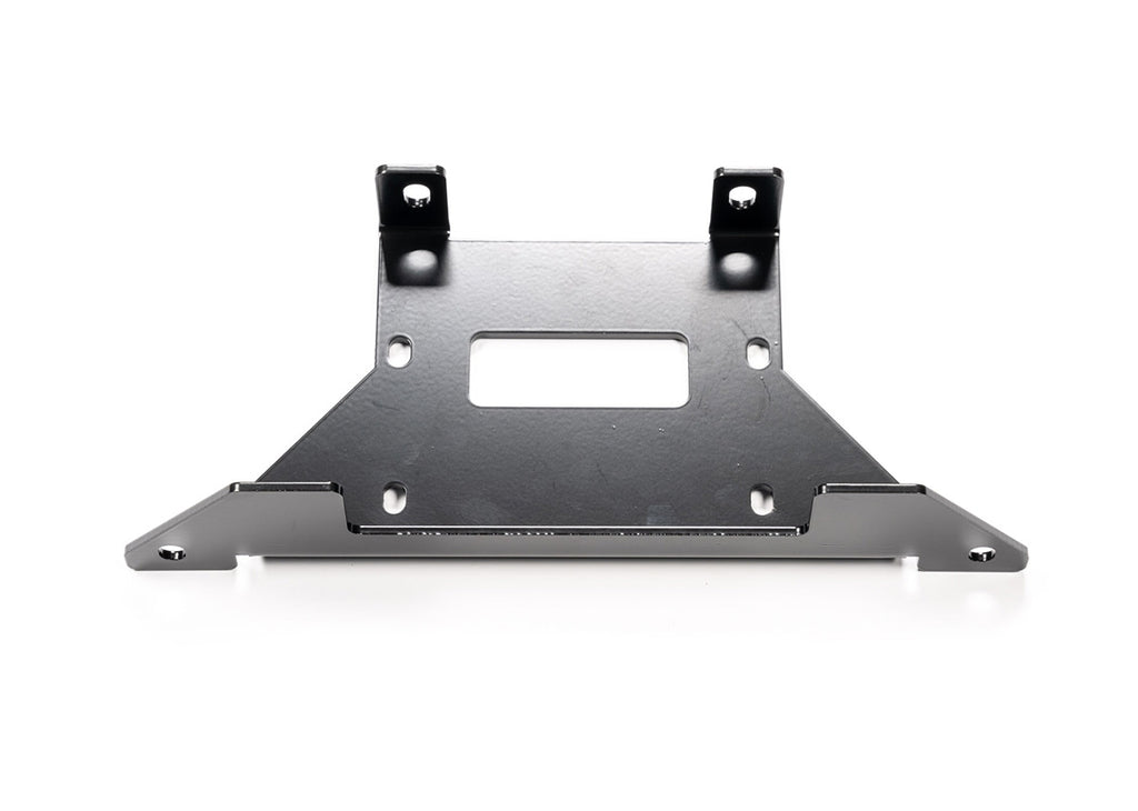 WARN winch mount bracket for off-road vehicles, featuring sturdy metal construction and secure mounting points.