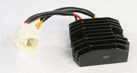 RICKS electrical regulator and rectifier showing metal casing with electrical connectors for motorcycle or vehicle electrical system.