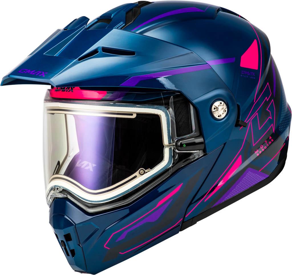 Md 74s Spectre Snow Helmet W/ Elec Shld Blue/Pink/Purple Sm