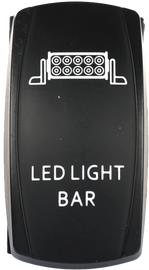 FLIP Pro Series backlit LED light bar switch with illuminated button, designed for easy control of lighting systems.