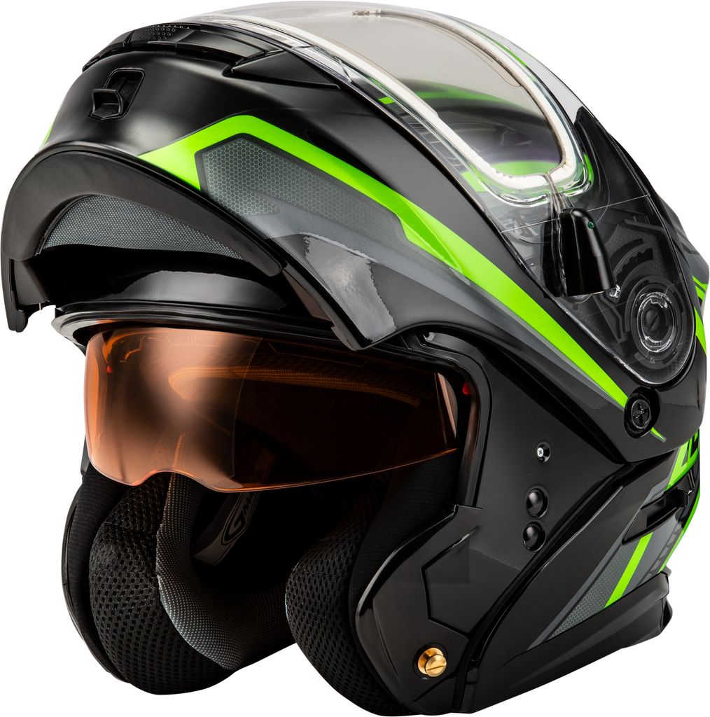 Md 01s Transistor Snow Helmet W Elec Shld Blk/Grey/Green Md