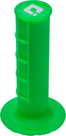 ODI Ruffian Half Waffle Flo Green motorcycle grip with textured rubber surface for enhanced grip and comfort.