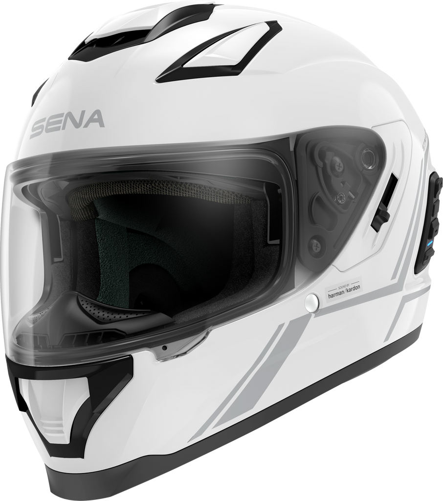 Stryker Full Face Helmet With Mesh Intercom Gloss White Lg