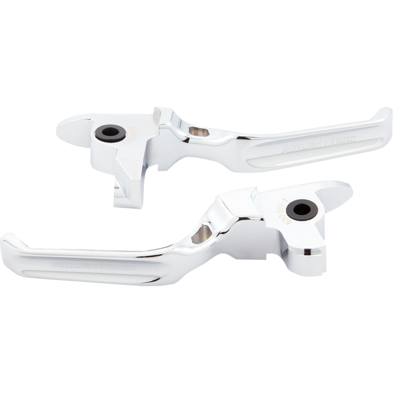 Gold Arlen Ness Method Shorty Levers for Harley Davidson models, hand controls with cable, designed for Harley Davidson motorcycle handlebars
