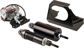 Arnott Fox Series black air shocks for Softail motorcycles, model 01-17, suspension suspension component with brand logo