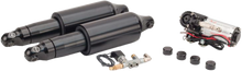 Load image into Gallery viewer, Arnott Fox Series Black V-Rod air shocks for motorcycle suspension with visible shock components and branding.