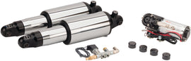Arnott Fox Series air shocks for Harley Davidson touring bikes, with rebound feature for enhanced suspension performance.