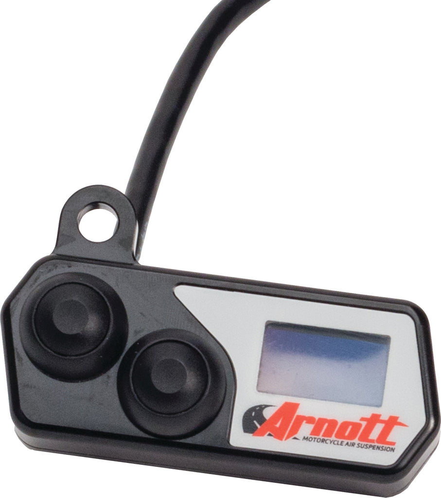 Black Arnott LED suspension gauge 850-01206 showing digital readout, designed for vehicle suspension monitoring.
