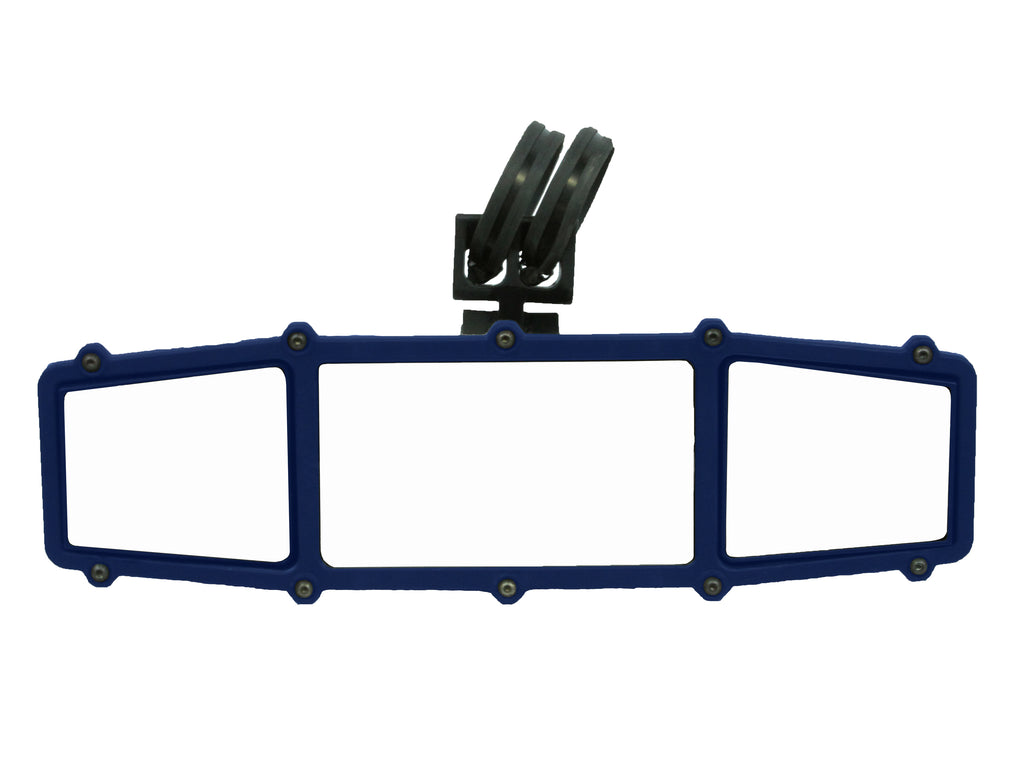 ATV-TEK Elite Series rear mirror with blue replacement frame for ATV, featuring durable construction and sleek design.