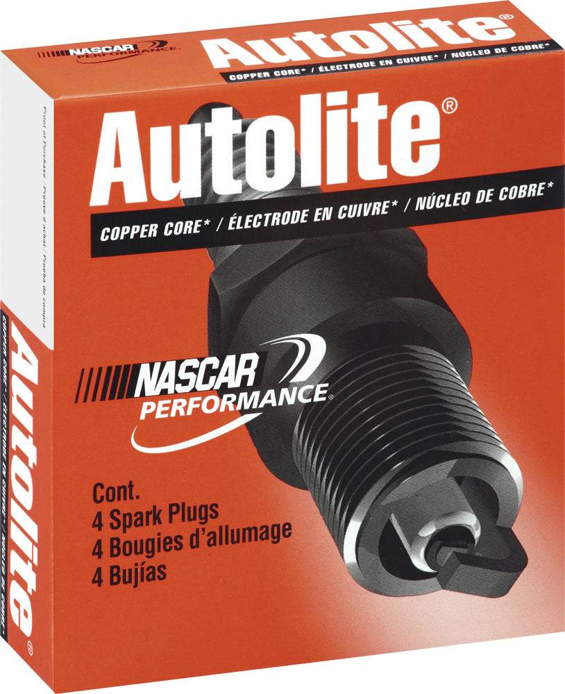 Autolite Copper Spark Plug 4316/4, a set of four automotive spark plugs with copper construction, designed for reliable engine performance.