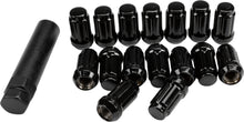 Load image into Gallery viewer, Black AWC 12mm x 1.50 lock style lug nuts with key, set of 16 for vehicle wheels.
