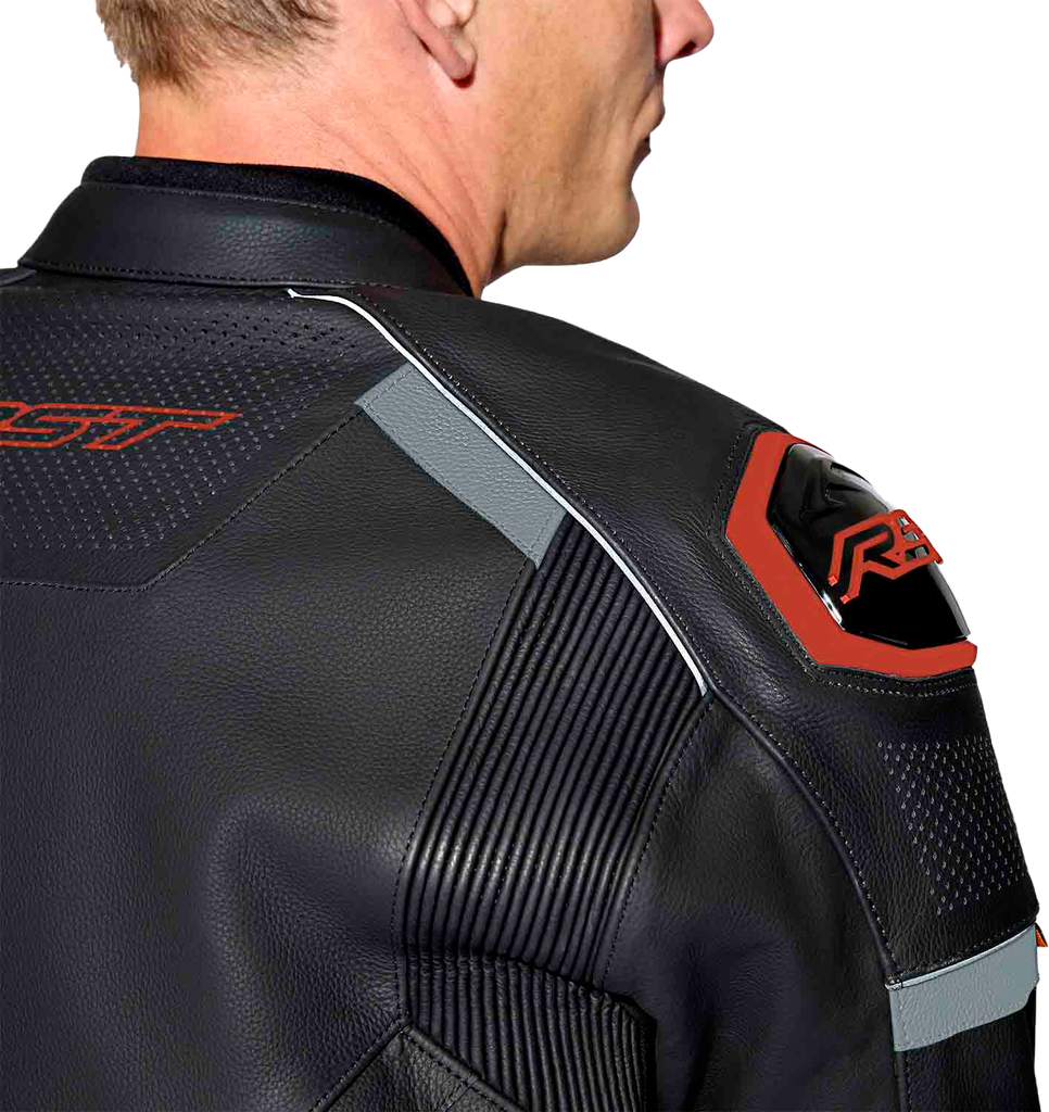 S1 D3o Leather Jacket Blk/Gry/Red 2x