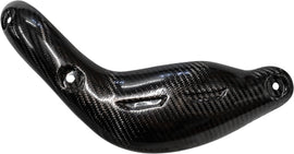 P3 brand heat shield made of carbon fiber for exhaust systems, with a sleek, textured black finish and precise mounting points.