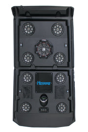 HOPPE stereo top 8 speakers with subwoofer and RZR 4, showcasing sleek black audio system for enhanced sound quality.