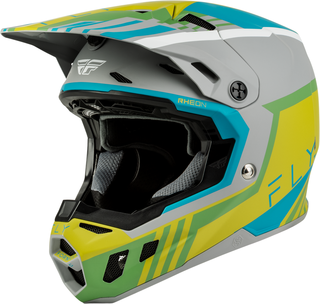 Youth Formula Cc Strike Helmet Matte Grey/Green/Teal Yl