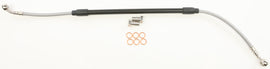 GALFER steel brake line for rear hydraulic control, showing a durable braided steel cable with fittings for motorcycle braking system.