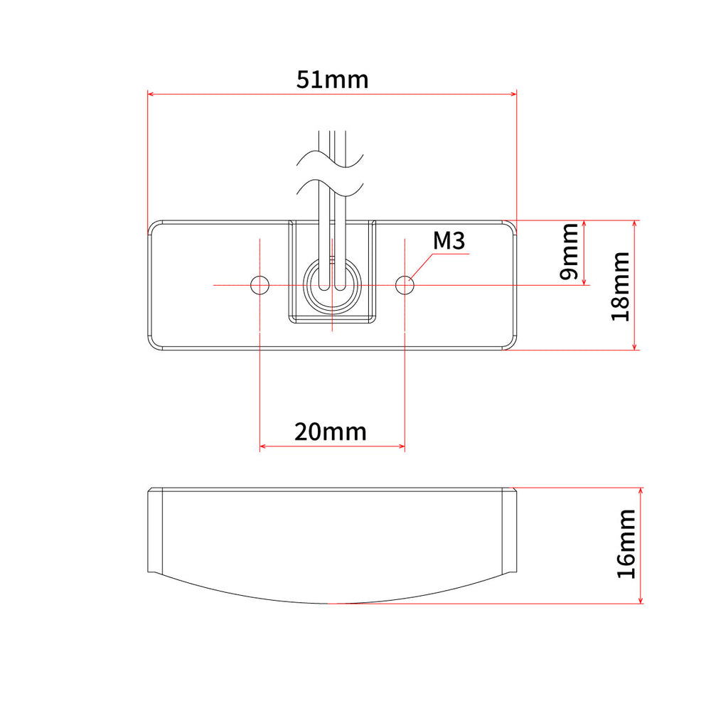 ZETA ZR45-3510 black compact license plate light for vehicle illumination, showing the sleek, rectangular design.