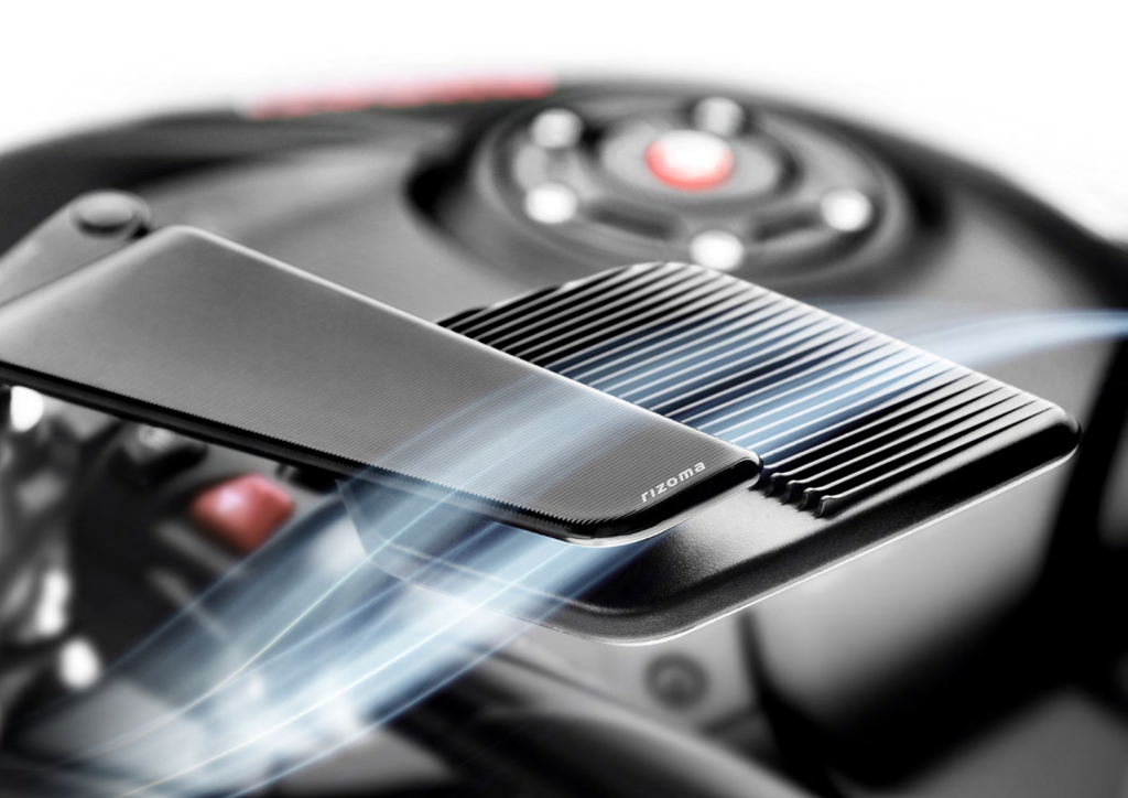 RIZOMA Stealth Max Naked Mirror Pair in black, universal motorcycle mirrors with sleek design and reflective glass surfaces.