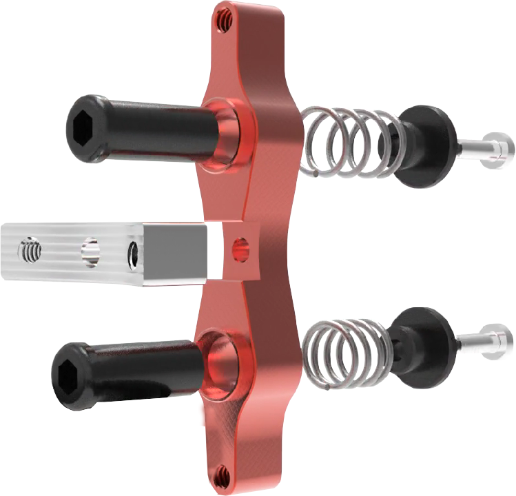 TAMER Tamer Double Button X Wing suspension with red finish, featuring double button design and star-shaped X Wing details.