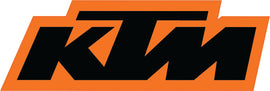 6-inch D-COR KTM decal graphic in black and white, 8 mil thick vinyl with bold KTM logo for motorcycle customization.