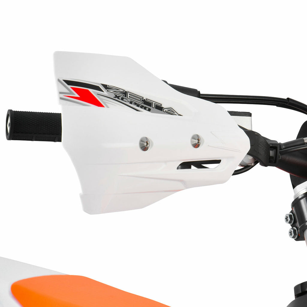 ZETA Xc Pro Convert handguard in white, motorcycle handguards with durable design and mounting hardware for off-road riding.