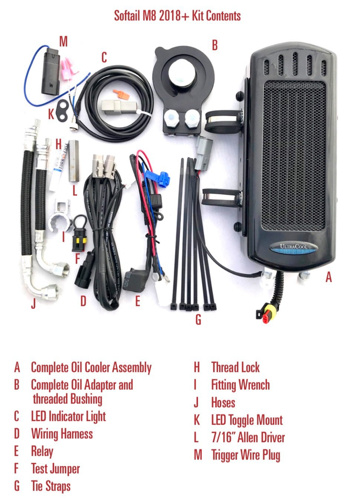 Side Mount Oil Cooler M8 Softail `17 23  Gloss Blk