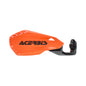 ACERBIS Firstmoto MX handguards mounted on motorcycle handlebars for dirt biking, with protective plastic shield and mounting hardware.