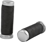 HardDrive Grips Leather Chrome W/O Throttle Sleeve 820-1701