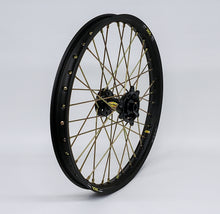 Load image into Gallery viewer, Wheel Front 1.60x21 Black Hub Blk Rim/Gld Spoke/Gld Nipple