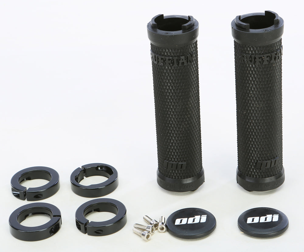 Ruffian No Flange Lock On Grip Black/Black 130mm