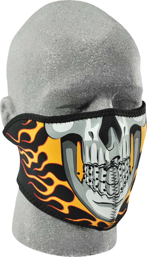 Half Face Mask Burning Skull