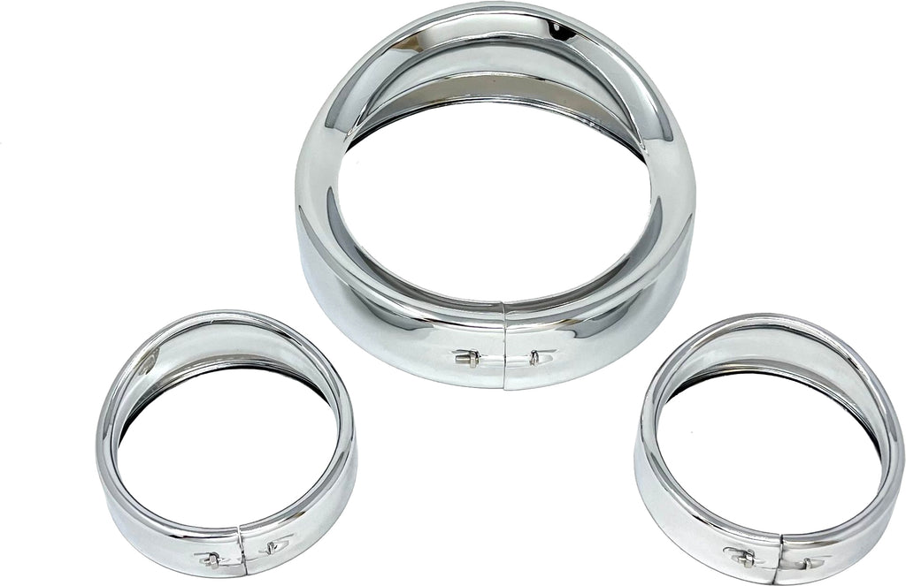 7" Show Chrome Head/Pass Lights  Frenched Visor Kit