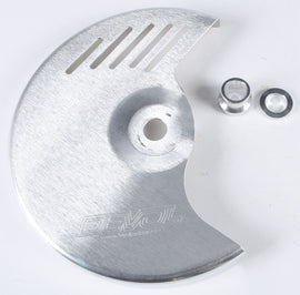 DEVOL Front Disc Guard for bikes, durable protective brace with ventilation holes, designed to shield the front disc brake.